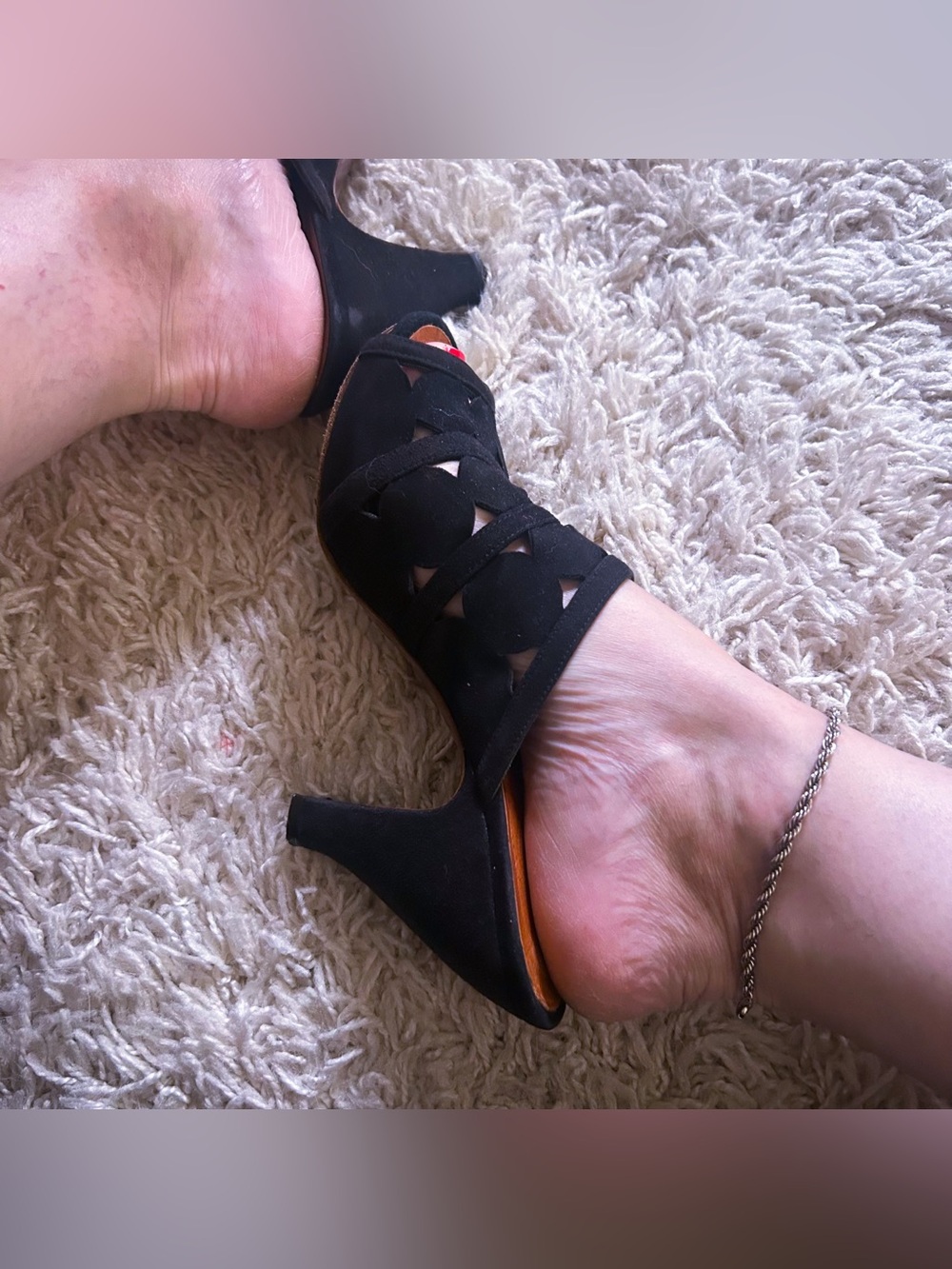 Retro Heels | Black Suede | Chie Mihara | 38 |  7.5 8 | 1940s Style Peeptoe Mule